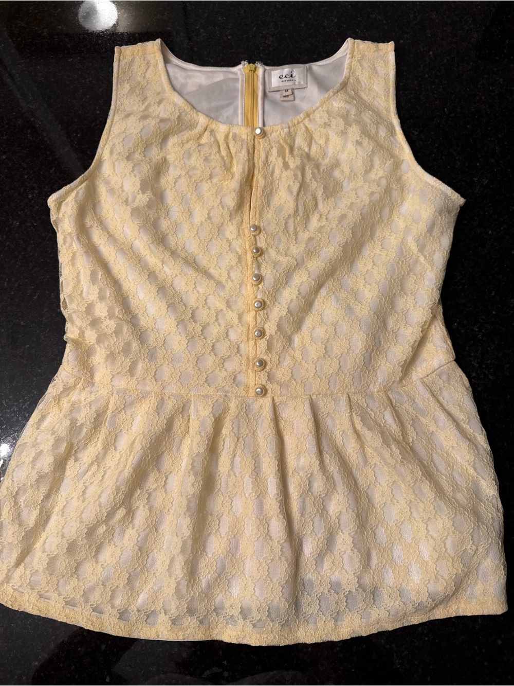 Eci Yellow Lace Peplum top for women